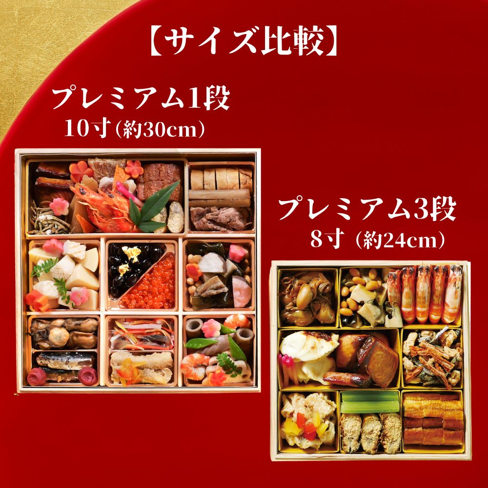 かなわのプレミアムおせちの大きさ比較